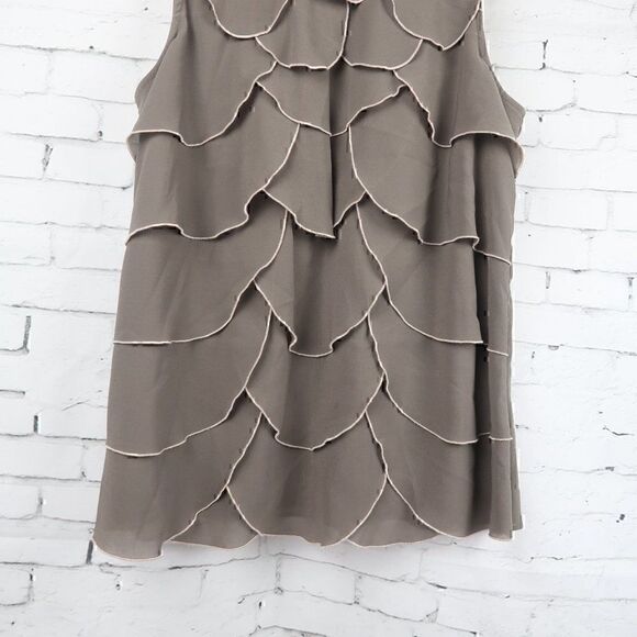 TAUPE BROWN SLEEVELESS ROUND NECK LAYERS LIGHTWEIGHT OFFICE TOP SIZE MEDIUM - Picture 5 of 10